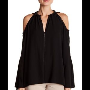 Elie Tahari Jahira Cold Shoulder Blouse Black